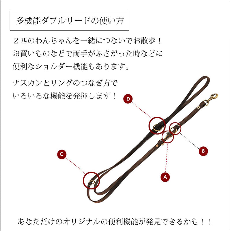 ロングリード2頭引き Natural GA ナチュラルGA 革 3サイズ