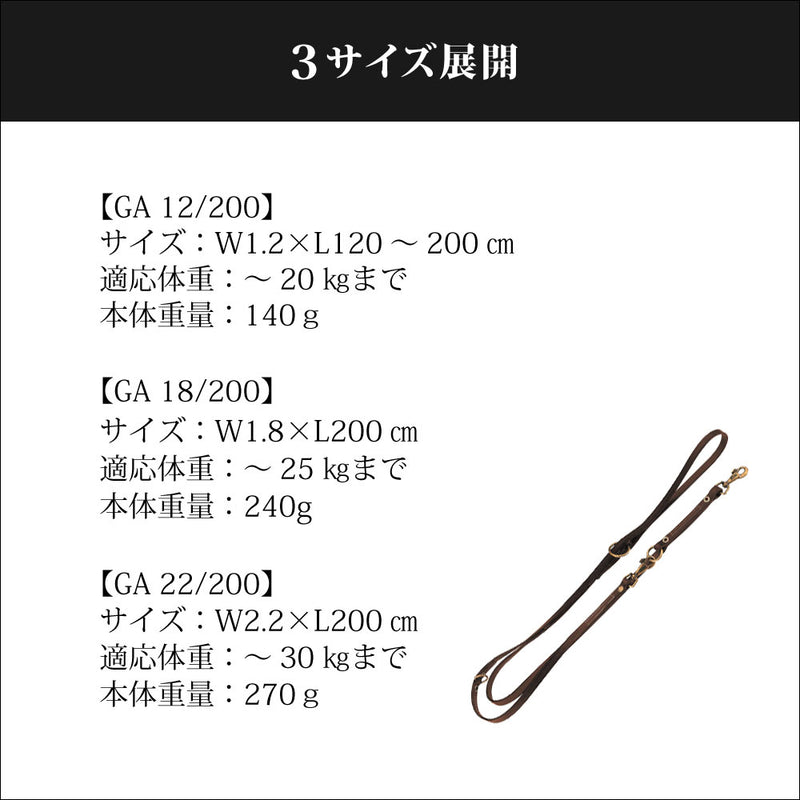 ロングリード2頭引き Natural GA ナチュラルGA 革 3サイズ