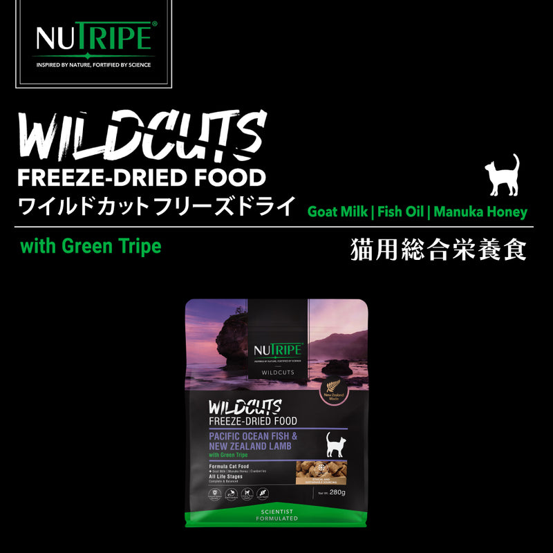 ドライフード キャット  ワイルドカット  フリーズドライ　フィッシュ＆ラムｗｉｔｈグリーントライプ  総合栄養食 ニュートライプ