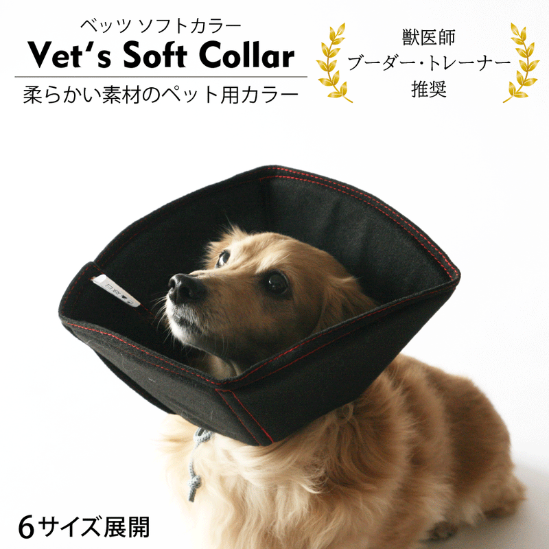 傷口をなめて困る時に ベッツソフトカラー S～XXLサイズ ブラック