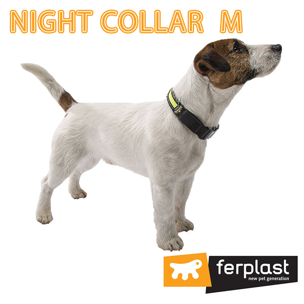 ナイトカラー M NIGHT MEDIUM 犬 くびわ 首輪 首回36から51cm 光る　夜 散歩 点灯 蛍光