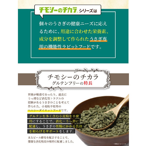 国産 牧草市場　チモシーのチカラ　グルテンフリー 1kg　 うさぎ フード オールステージ 毛玉ケア 尿臭 消化吸収