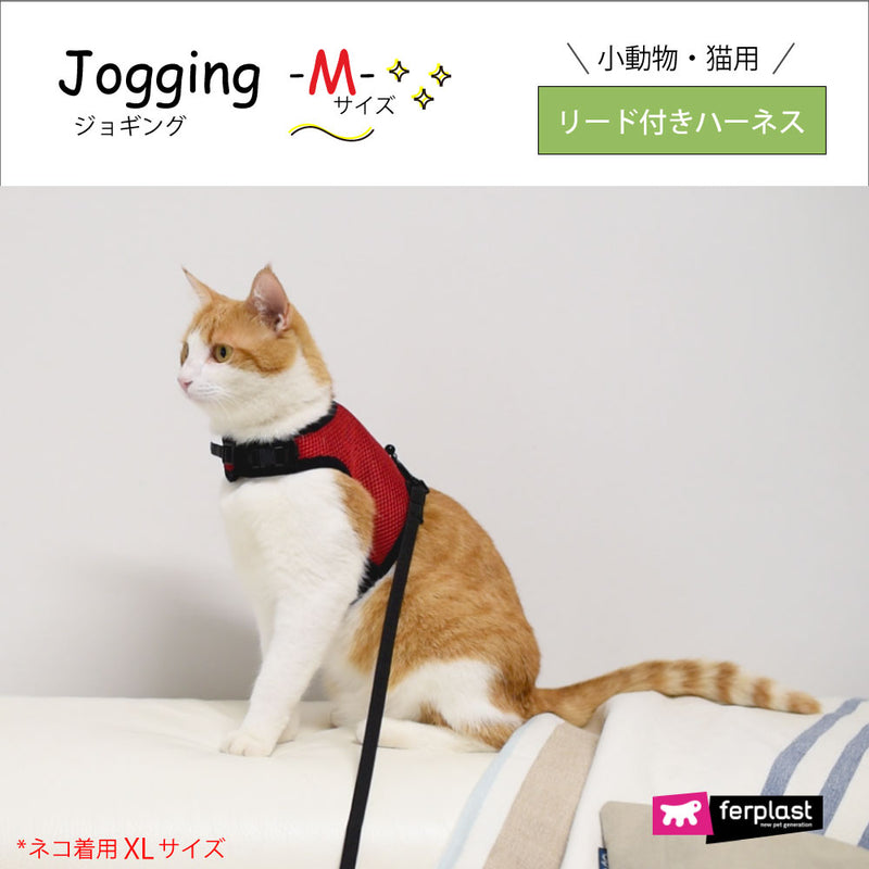 リードつき M ハーネス　小動物・猫用　jogging〜ジョギング〜