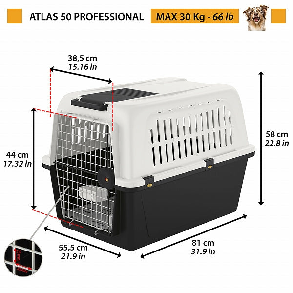 アトラス 50 プロフェッショナル atlas 50 大型犬用 ペットキャリー 飛行機IATA航空輸送基準をクリア