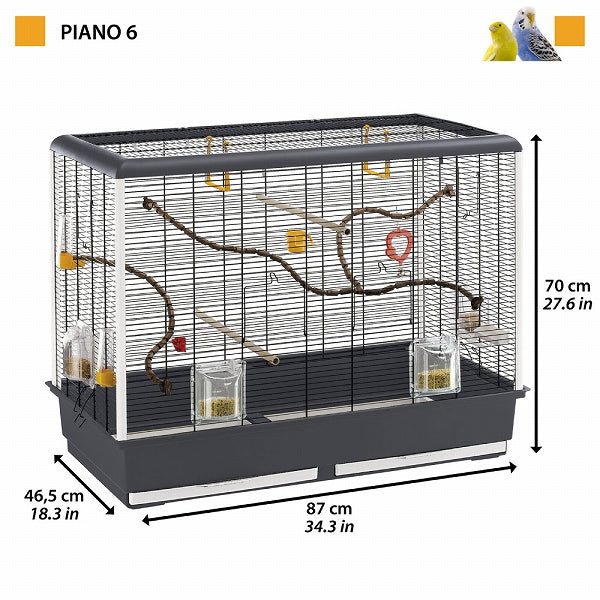 鳥かご ピアノ 6 Piano 6 鳥籠 ゲージ フルセット カナリア セキセイインコ 小型鳥用