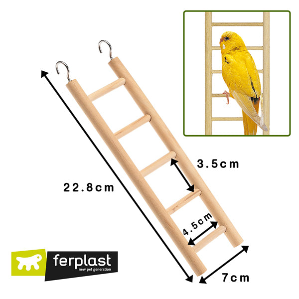 小鳥用 木製 5段式 ハシゴ はしご PA 4002 おもちゃ バードトイ 止まり木 階段 簡単取り付け 吊り下げ式